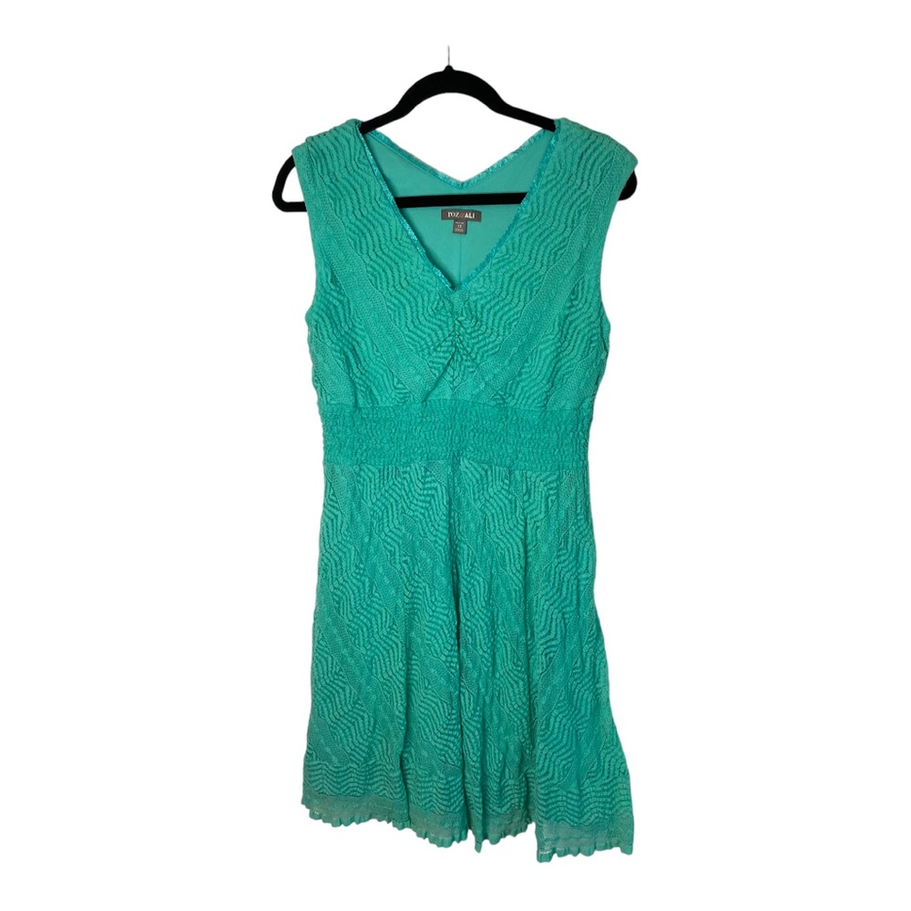 Ros & Ali Blue Green Lace V-Neck Dress Women’s 12 Petit